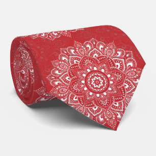 Rode spirituele Indiase mandala-patroon Stropdas