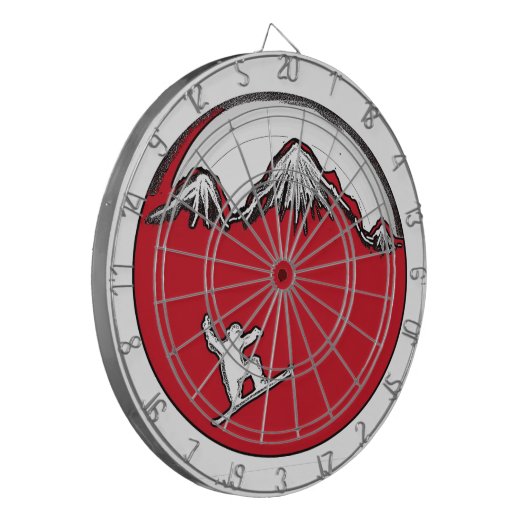 Rode splash-sneeuwplank dartbord (Voorkant Links)