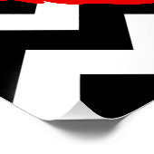 Rode spoelen op zwarte en witte zigzag poster (Hoek)