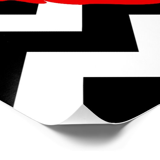 Rode spoelen op zwarte en witte zigzag poster (Hoek)