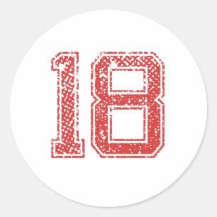 Rode Sport Jerzee Nummer 18 Ronde Sticker