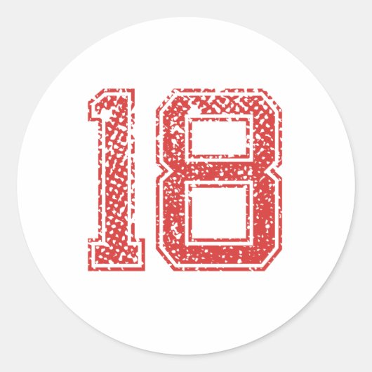 Rode Sport Jerzee Nummer 18 Ronde Sticker (Voorkant)