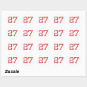 Rode Sport Jerzee Nummer 27 Ronde Sticker (Vel)