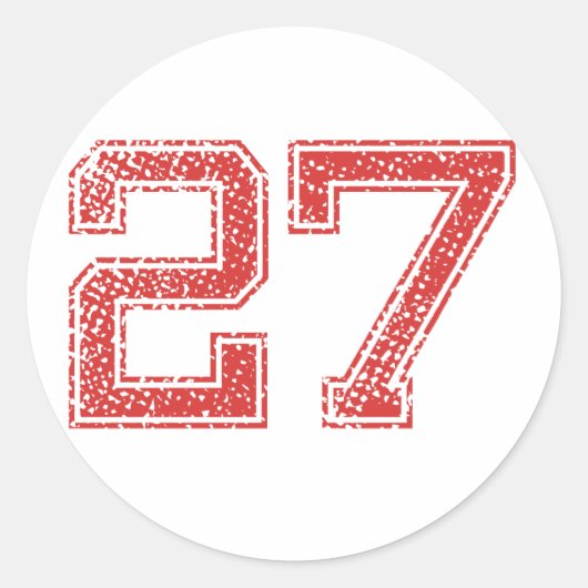 Rode Sport Jerzee Nummer 27 Ronde Sticker (Voorkant)