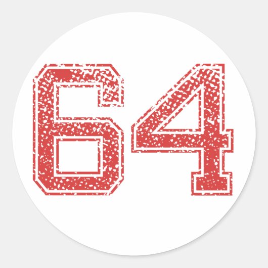Rode Sport Jerzee Nummer 64 Ronde Sticker (Voorkant)