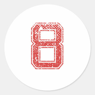 Rode Sport Jerzee Nummer 8 Ronde Sticker