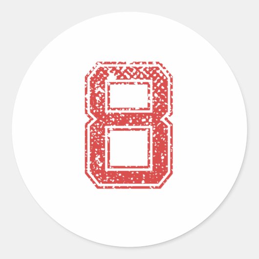 Rode Sport Jerzee Nummer 8 Ronde Sticker (Voorkant)