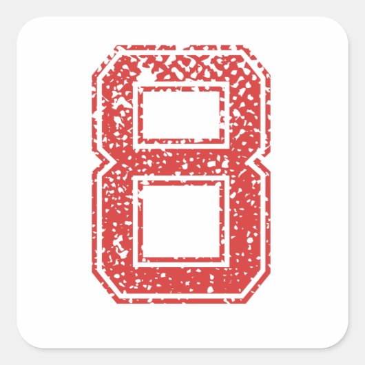 Rode Sport Jerzee Nummer 8 Vierkante Sticker (Voorkant)