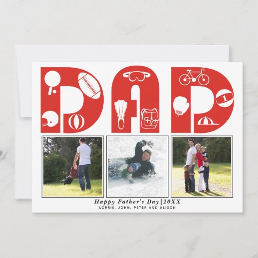 Rode sport Papa-fotokaart (Voorkant)