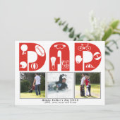 Rode sport Papa-fotokaart (Staand voorkant)