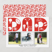 Rode sport Papa-fotokaart (Voorkant / Achterkant)