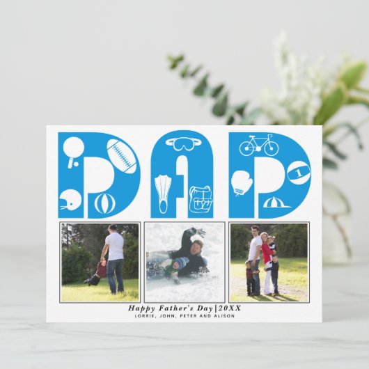 Rode sport Papa Vaderdag blauwe kaart (Staand voorkant)