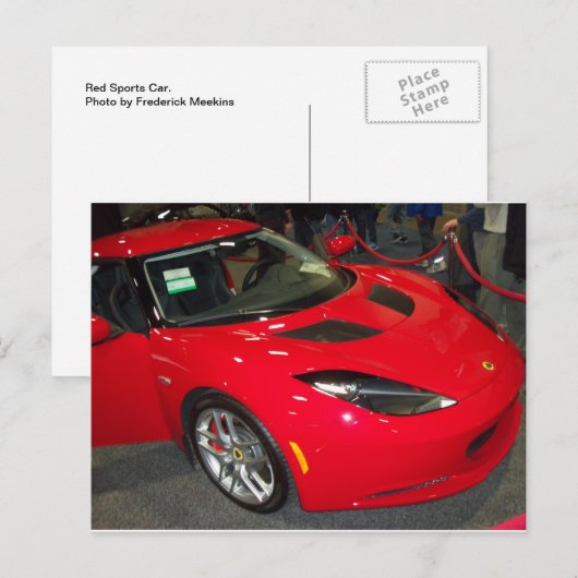 Rode sportauto briefkaart (Voorkant / Achterkant)