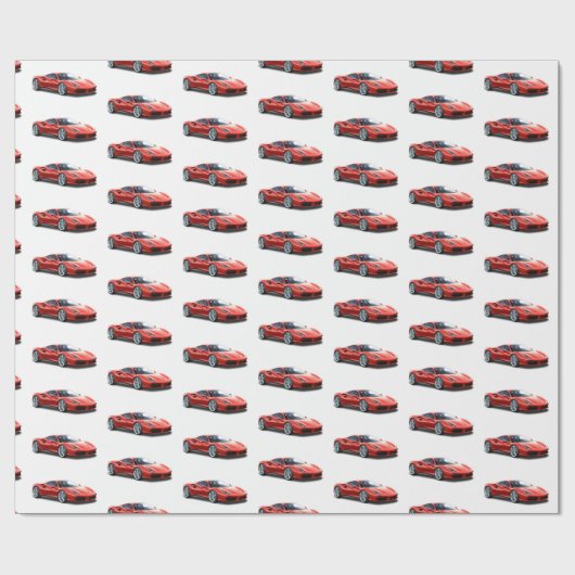 Rode sportauto cadeaupapier (Vlak)