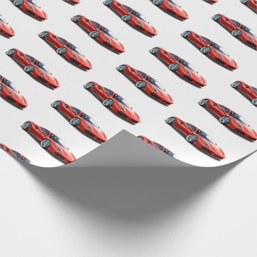 Rode sportauto cadeaupapier (Hoek)