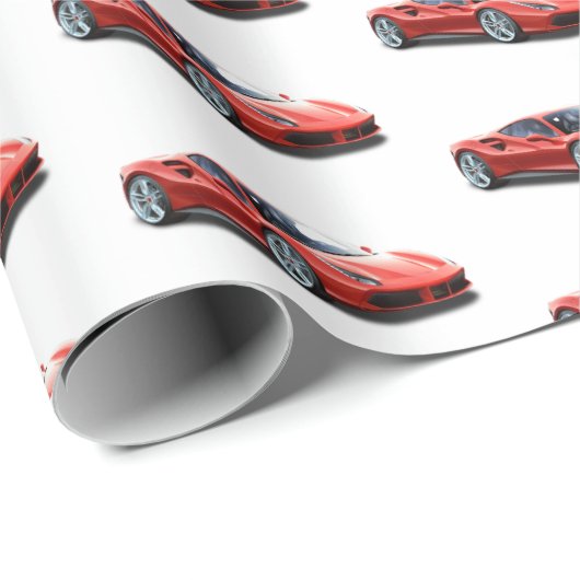 Rode sportauto cadeaupapier (Rol Hoek)