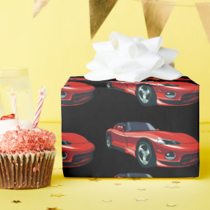 Rode sportauto cadeaupapier