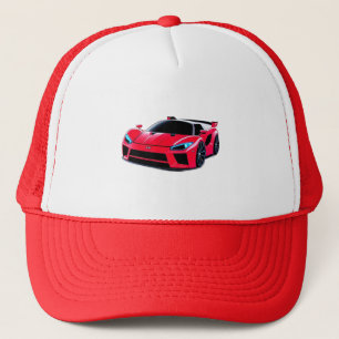 Rode sportauto-illustratie met modern ontwerp trucker pet