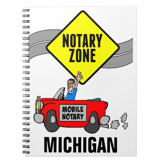 Rode sportauto Michigan met mobiele zone Notitieboek (Voorkant)