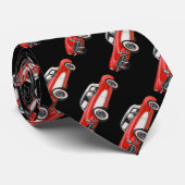  rode sportauto op zwarte achtergrond stropdas (Opgerold)