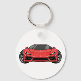 Rode sportauto sleutelhanger