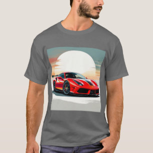 Rode sportauto zonsondergang snelheid beweging kun t-shirt
