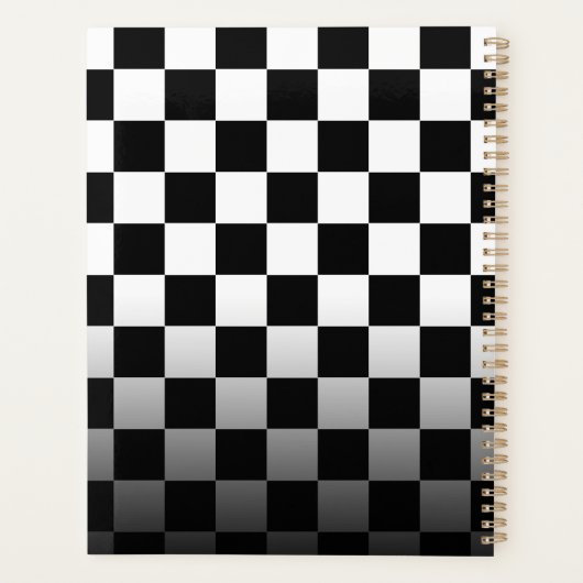 Rode Sport's Auto, Witte Naam, B/W geruit Planner (Achterkant)