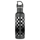 Rode Sport's Auto, Witte Naam, B/W geruit Waterfles (Achterkant)