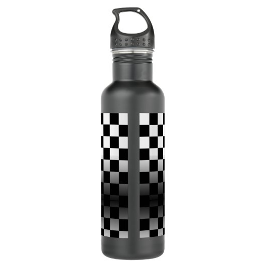 Rode Sport's Auto, Witte Naam, B/W geruit Waterfles (Achterkant)