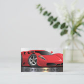 Rode sportwagen Auto | Metallic Trim Visitekaartje (Staand voorkant)