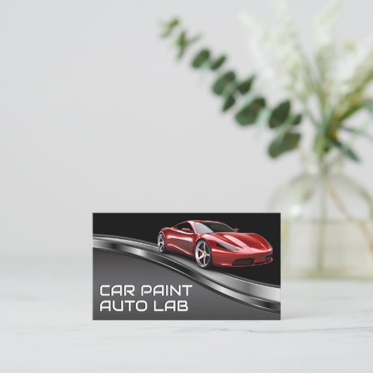 Rode sportwagen | Auto Paint Visitekaartje (Staand voorkant)