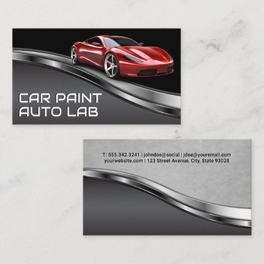 Rode sportwagen | Auto Paint Visitekaartje (Voorkant / Achterkant)