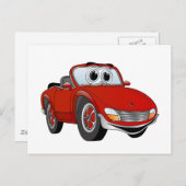 Rode sportwagen cabriolet Cartoon Briefkaart (Voorkant / Achterkant)