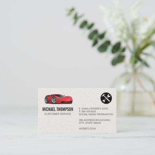 Rode sportwagen | Hardwaretools Visitekaartje (Staand voorkant)