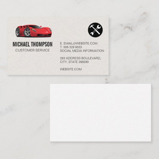 Rode sportwagen | Hardwaretools Visitekaartje (Voorkant / Achterkant)