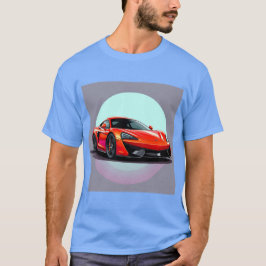 Rode sportwagen met futuristische achtergrond t-shirt