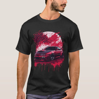 Rode sportwagen op Bloody Moon Skyline Supra Evo T-shirt