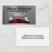 Rode sportwagen | Pistons Gears Visitekaartje (Voorkant / Achterkant)