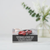 Rode sportwagen | werktuigbouwkundige autowerkplaa visitekaartje (Staand voorkant)