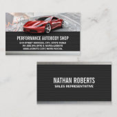 Rode sportwagen | werktuigbouwkundige autowerkplaa visitekaartje (Voorkant / Achterkant)