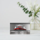 Rode sportwagen | zuigertuig | monteur visitekaartje (Staand voorkant)