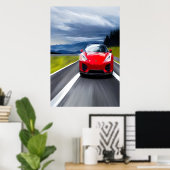 Rode sportwagens op de weg | AI Art Poster (Thuiskantoor)