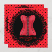 RODE SPOT CORSET BACHELORETTE PARTY INVITATION KAART (Voorkant / Achterkant)