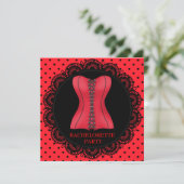 RODE SPOT CORSET BACHELORETTE PARTY INVITATION KAART (Staand voorkant)