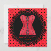 RODE SPOT CORSET BACHELORETTE PARTY INVITATION KAART (Voorkant)