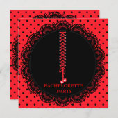 RODE SPOT-LACE BACHELORETTE PARTIJ INVITATIE KAART (Voorkant / Achterkant)