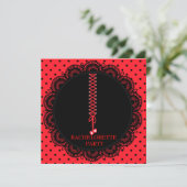 RODE SPOT-LACE BACHELORETTE PARTIJ INVITATIE KAART (Staand voorkant)