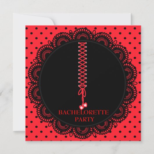RODE SPOT-LACE BACHELORETTE PARTIJ INVITATIE KAART (Voorkant)