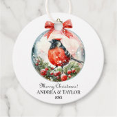 Rode Spotvogel Winterlandschap Bedankjes Labels (Voorkant)