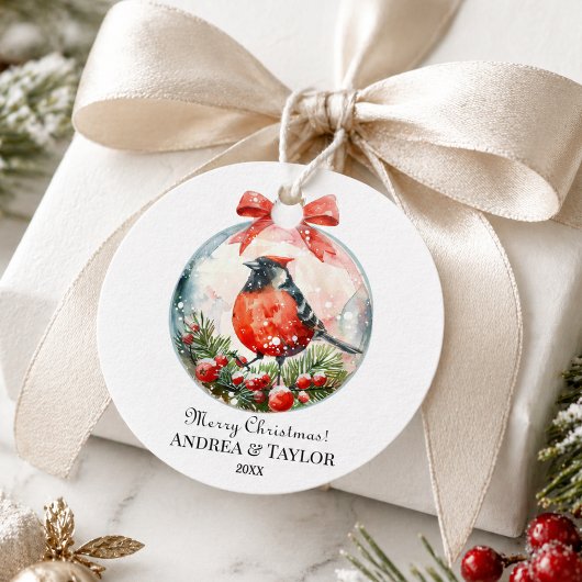 Rode Spotvogel Winterlandschap Bedankjes Labels